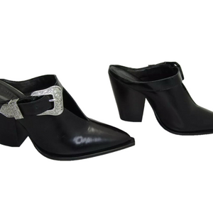 NEW SCHUTZ Womens Jeane Casual Pumps Block Heel Western Buckle Pointed  Size 7